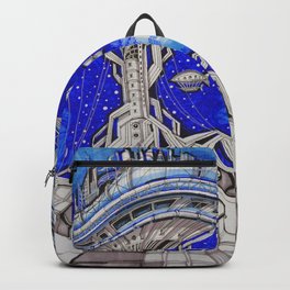 PLATFORM CITY Backpack | Drawing, Space, Architecture, Illustration, Industrial, Pattern, Sci-Fi, Futurism, Colored Pencil, Geometry 
