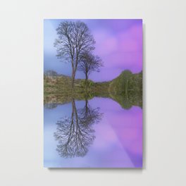 Calm As A Millpond Metal Print | Reflection, Blue, Alisonchambers, Tree, Lake, Millpond, Sunset, Pond, Sky, Photo 