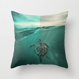 Turtle on Water Throw Pillow