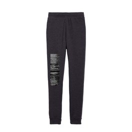 Calm Black and White Ocean Waves Kids Joggers