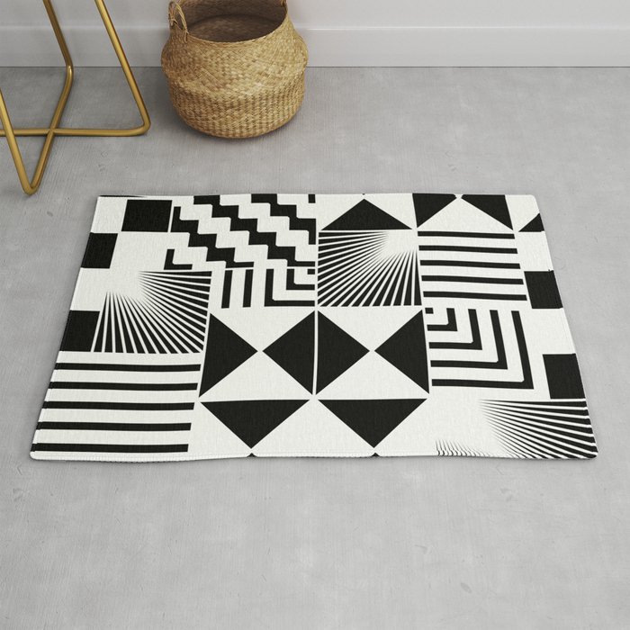 Mosaic Black And White Pattern Rug By Printpix Society6 Mosaic Black And White Pattern Rug