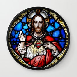 Sacred Heart in Stained Glass Wall Clock