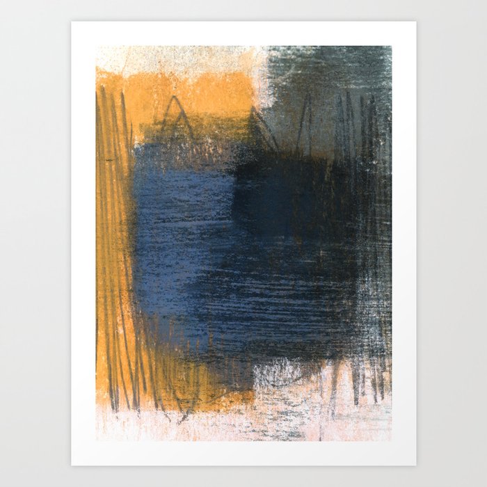 Blue Gold Grey Abstract Art Print By Mininst Society6