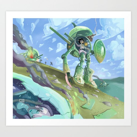 Robot + pin up Art Print