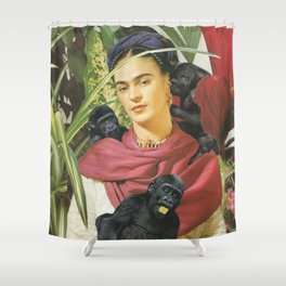 Frida Kahlo - Self portrait with monkeys recreated Shower Curtain