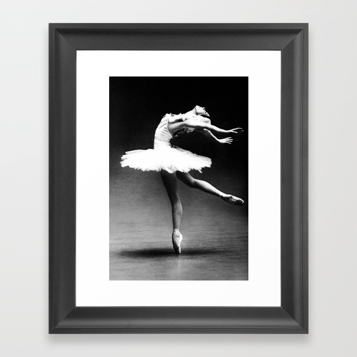 Swan Lake Ballet Magnificent Natalia Makarova black and white photograph  Framed Art Print