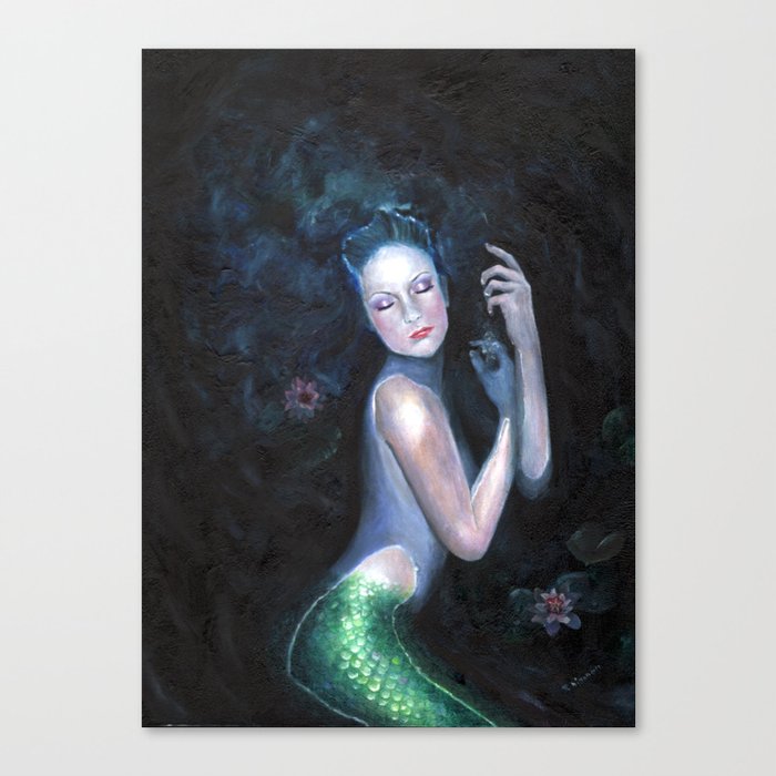 Lady of the Deep Mermaid Oil Painting Canvas Print