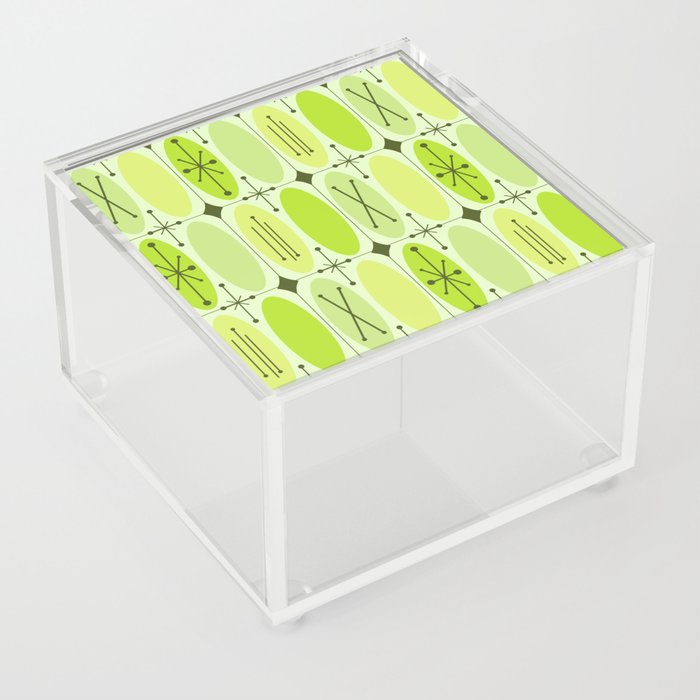 Atomic Era Ovals In Rows Chartreuse Acrylic Box