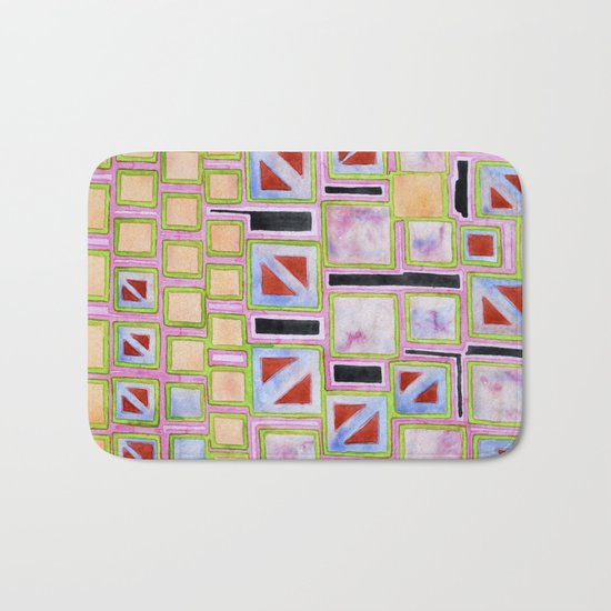 Composition out of Three Kind of Squares Bath Mat