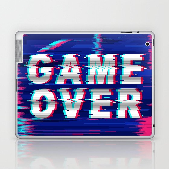 Game Over Glitch Text Distorted Laptop & iPad Skin
