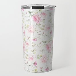 Elegant blush pink white vintage rose floral Travel Mug