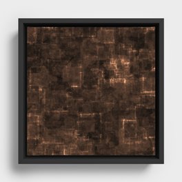 Dark brown with digital glowing lines Framed Canvas