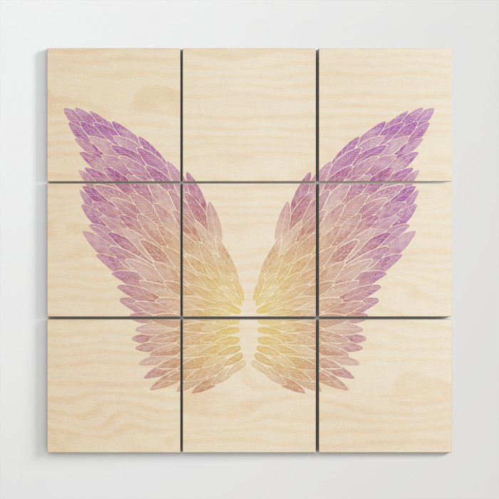 Angel Wings - Purple and Yellow Wood Wall Art