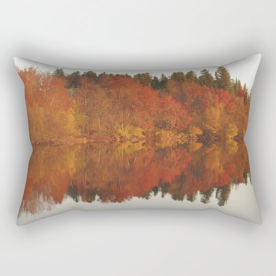 Colorful autumn trees reflection in the lake Rectangular Pillow