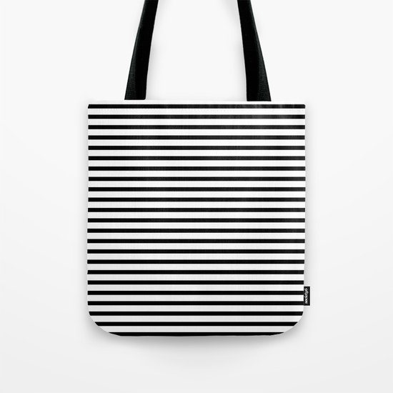 White Black Stripe Minimalist Tote Bag