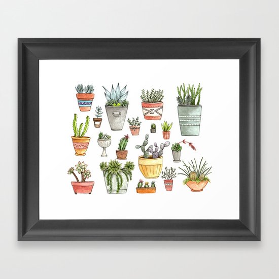 Potted Succulents Framed Art Print