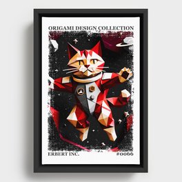 Origami Red Astronaut Cat Framed Canvas