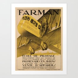 Affiche Farman Art Print | Bruessel, Old, Classic, Tourism, Typography, Paris, Goliath, Brussles, Frankreich, Farman 