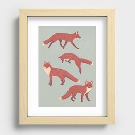 Foxes Jumping Recessed Framed Print