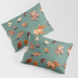Forest Leaves Minimalism on Green Pillow Sham
