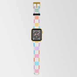 Pastel Checkered Pattern Apple Watch Band | Pattern, Fashion, Squares, Nostalgic, Old School, Pastel, Checkered, Rainbow, Check, Graphicdesign 