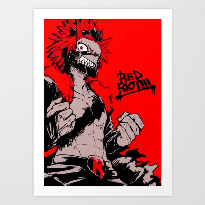 Red Riot Kirishima Eijiro My Hero Academia Art Print By Mangasekai Society6