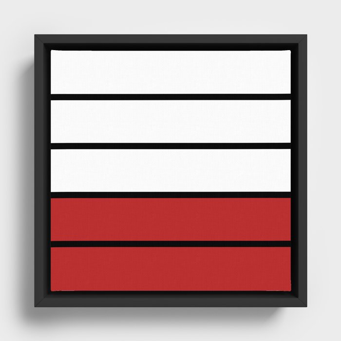 Black Stripes and Red Framed Canvas
