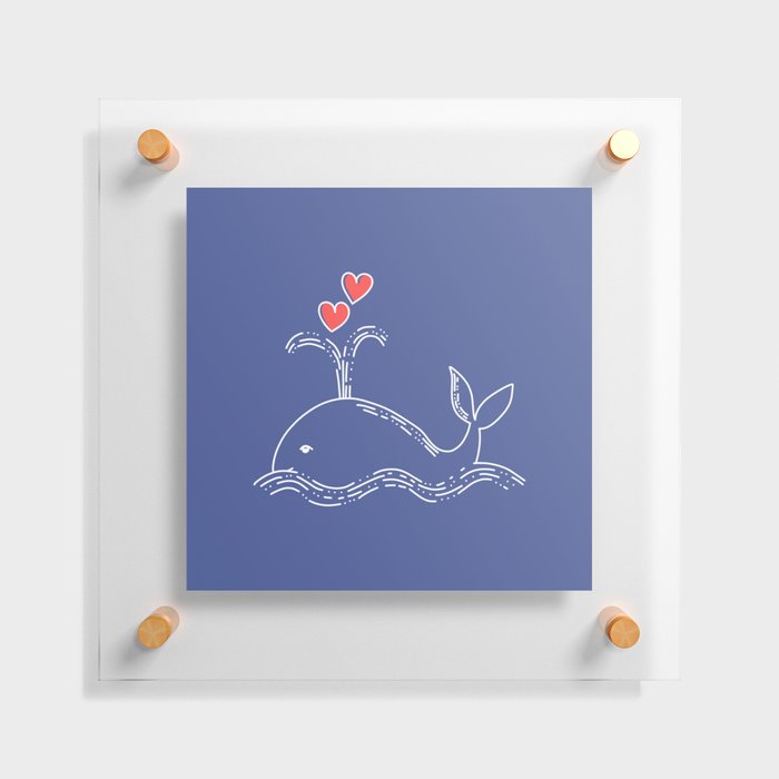 Cute whale with hearts Floating Acrylic Print