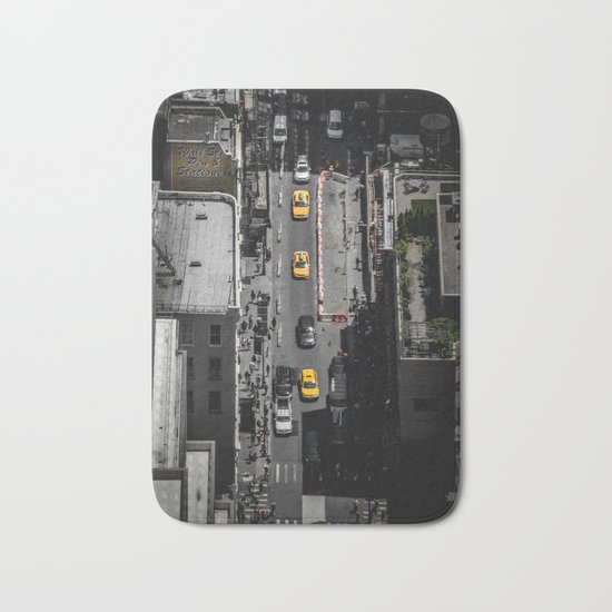 Yellow Cab from Above - Original #society6 exclusive Bath Mat