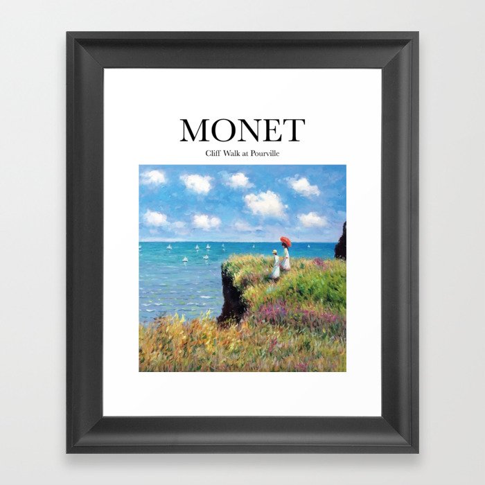 Monet - Cliff Walk at Pourville Framed Art Print
