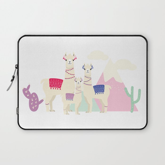 Cute Llama Family - Children's Art - Alpaca Illustration Laptop Sleeve