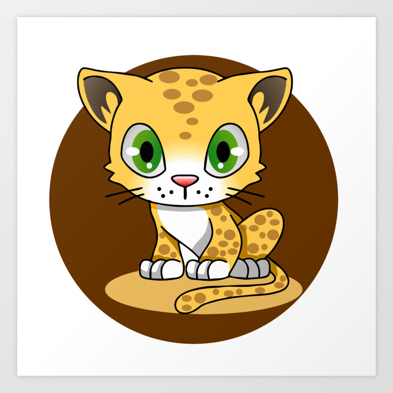 Cute Baby Cat Leopard Cartoon Art Print By Pixxart Society6