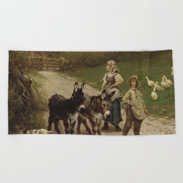 The young farmer (1885) - Edgar Bundy  Beach Towel