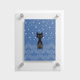Black winter cat Floating Acrylic Print