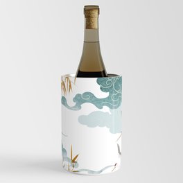 Japanese Crane Oriental Watercolor Pattern Wine Chiller