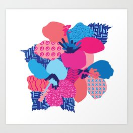 Blue & Pink Hibiscus Art Print