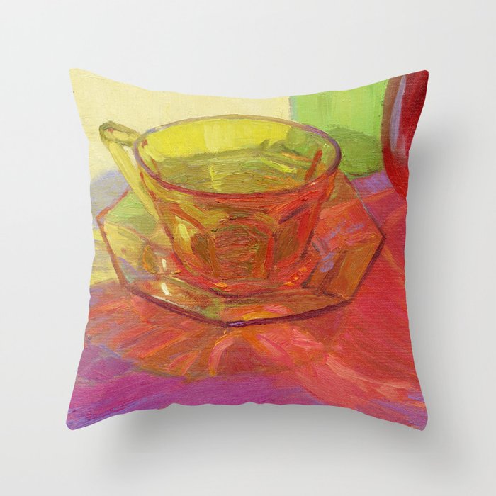 Colored Glass Still Life Painting Throw Pillow