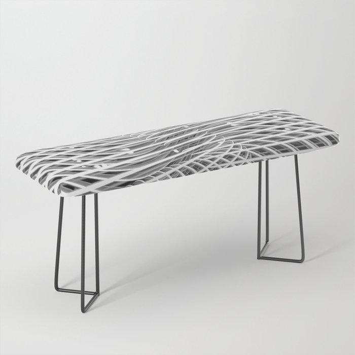 Abstract steel metal chrome curved lines black and white  Bench