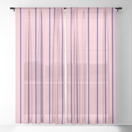 [ Thumbnail: Dark Slate Blue and Pink Colored Striped/Lined Pattern Sheer Curtain ]