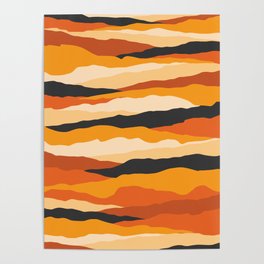 Abstract Orange wavy mountain silhouette pattern. Digital Illustration background Poster
