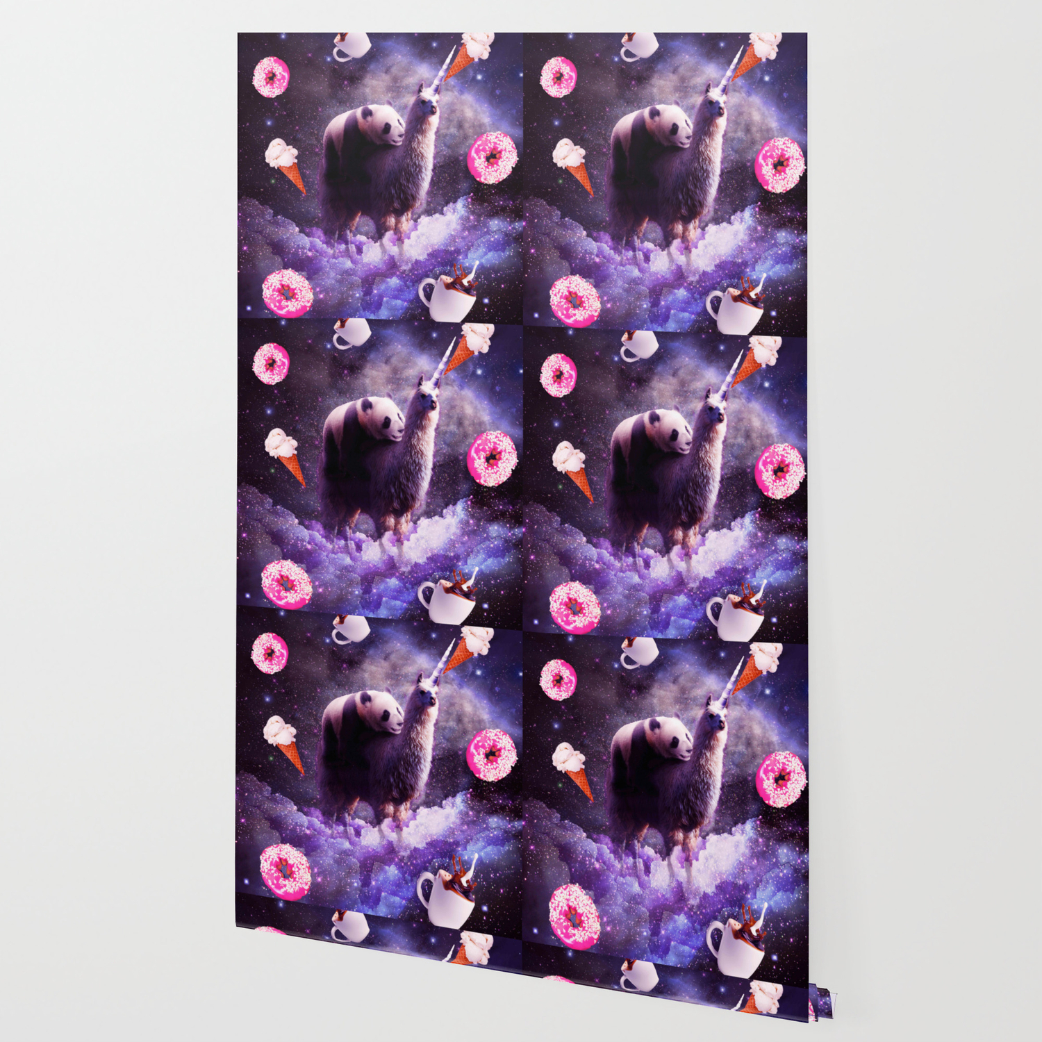 Outer Space Panda Riding Llama Unicorn Donut Wallpaper By Randomgalaxy Society6