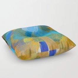 abstract splatter brush stroke painting texture background in blue yellow brown Floor Pillow