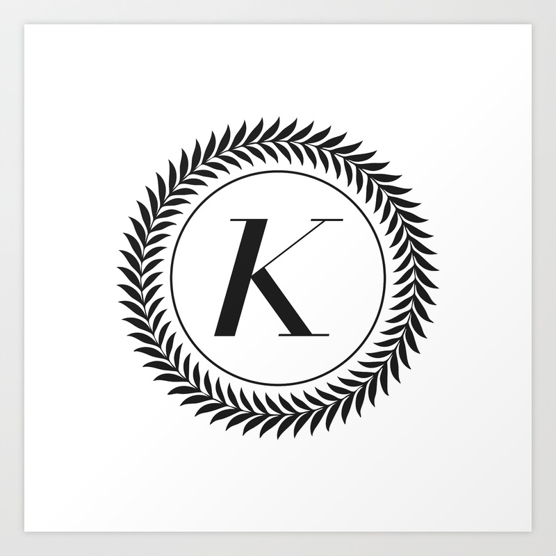 Monogram Laurel Wreath Design In White Letter K Vector Art Print By Gigicoloma Society6