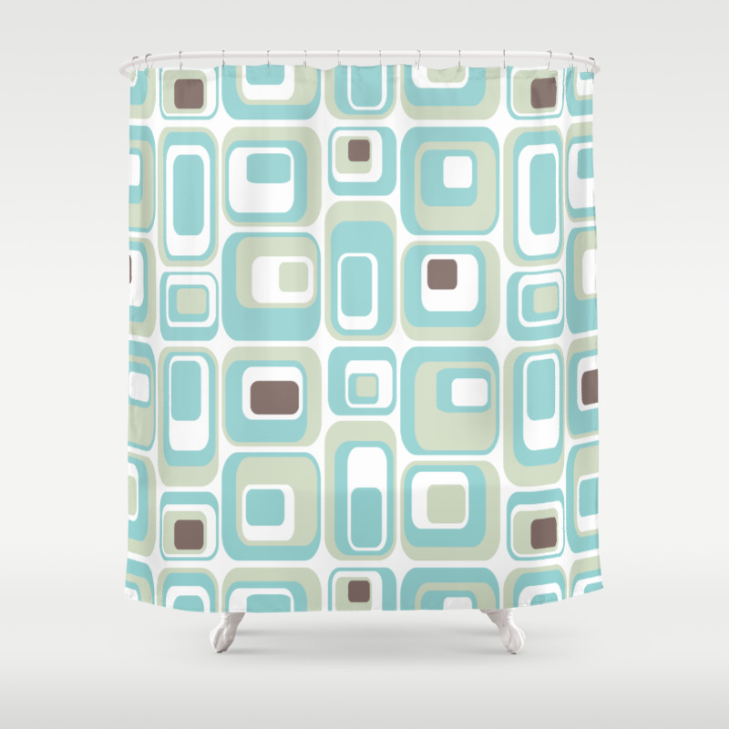 Retro Rectangles Mid Century Modern Geometric Vintage Style Shower