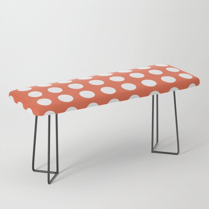 Dot Grid Minimalist Pattern in White and Burnt Orange Bench
