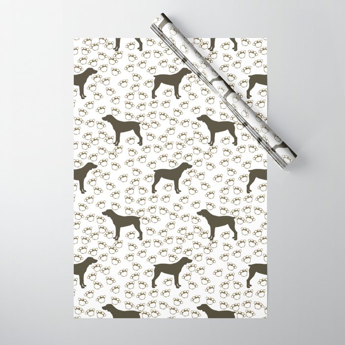 Paw print wrapping paper with name for pet animal