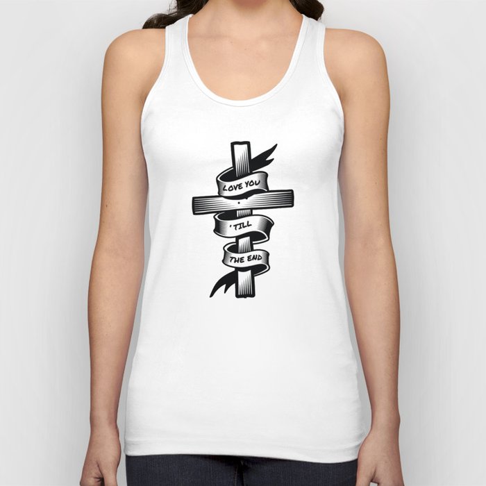 LOVE YOU. Cross with a message. Tank Top
