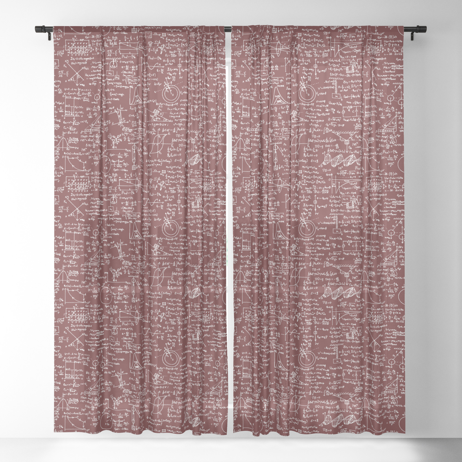 Physics Equations Burgundy Sheer Curtain By Thinlinetextiles