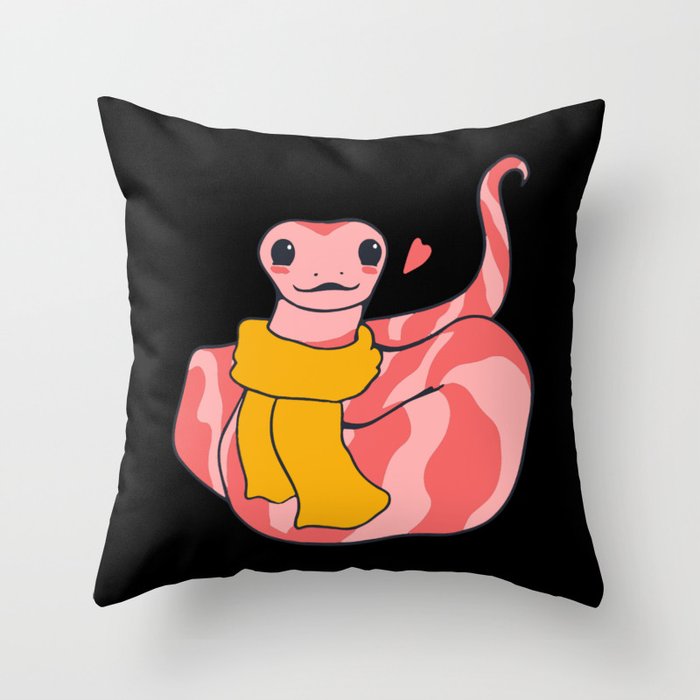 Cute Snake Scarf Character Throw Pillow