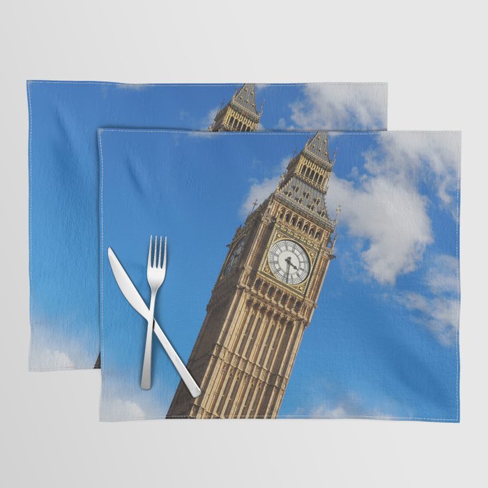 Great Britain Photography - Big Ben Under The Blue Slightly Clouded Sky Placemat